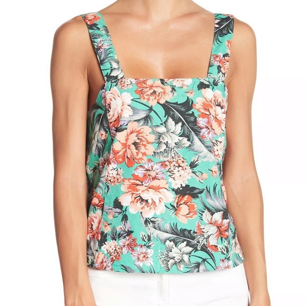 Abound Floral Square Neck Box Tank
